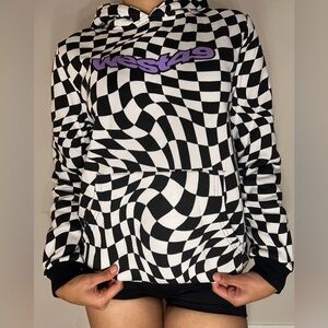 West Forty Nine Wavy Checker Pattern Hoodie